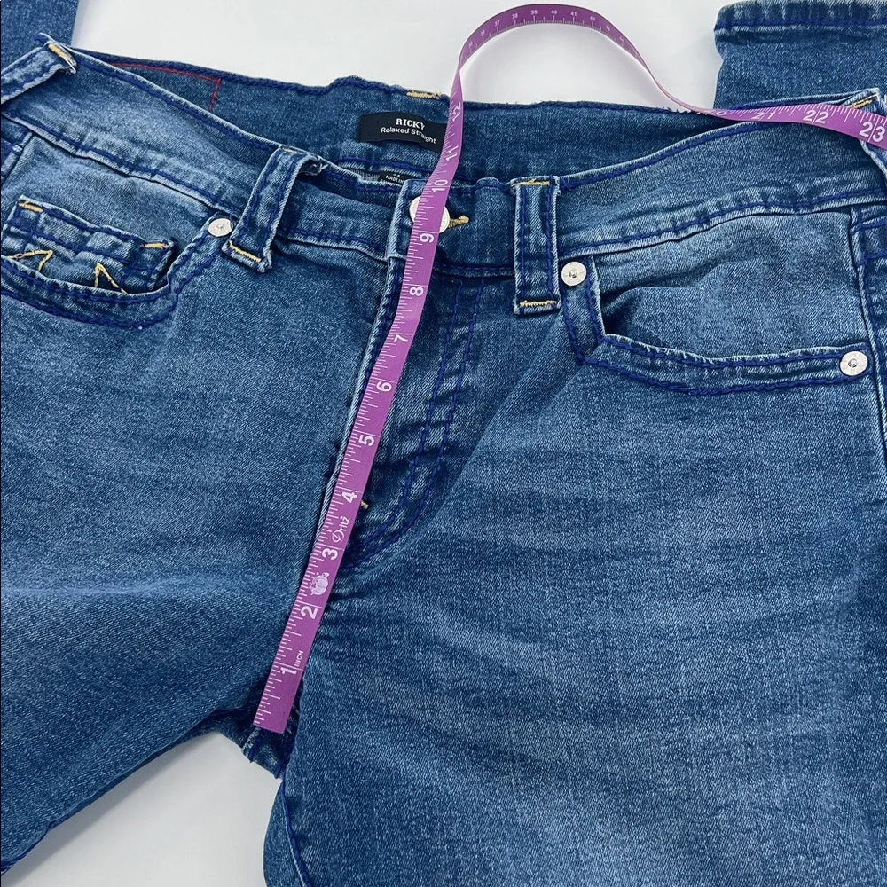 True‎ Religion Ricky Relaxed straight Denim men’s Jeans y2k bold stitch 90s 33